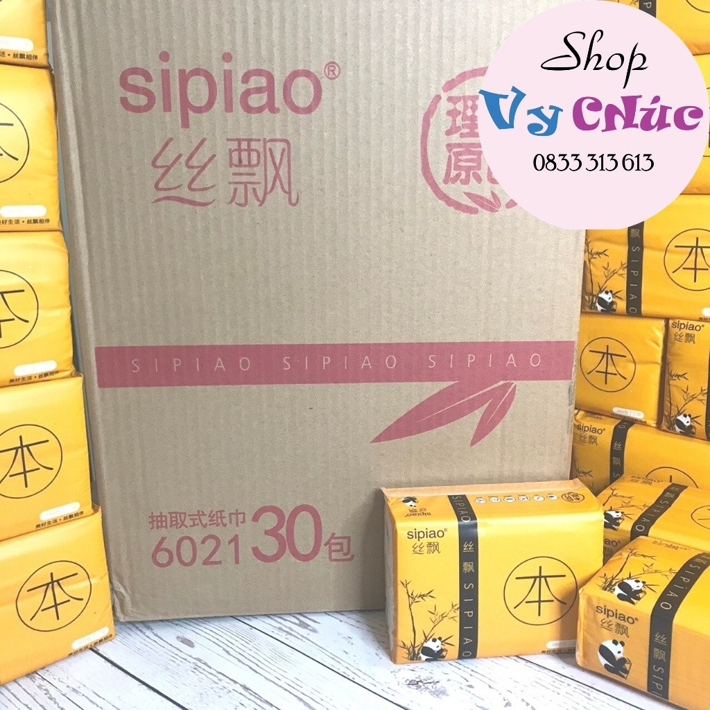 Combo 6 Gói Giấy Ăn Gấu Trúc SIPIAO Hàng Nội Địa Loại 1 Mã 6021FREE SHIP Giấy Dai. Mềm, Không Chất Tẩy Trắng