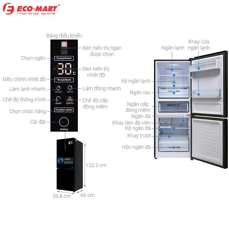 Tủ lạnh Aqua Inverter 284 lít màu đen AQR-I298EB.BS