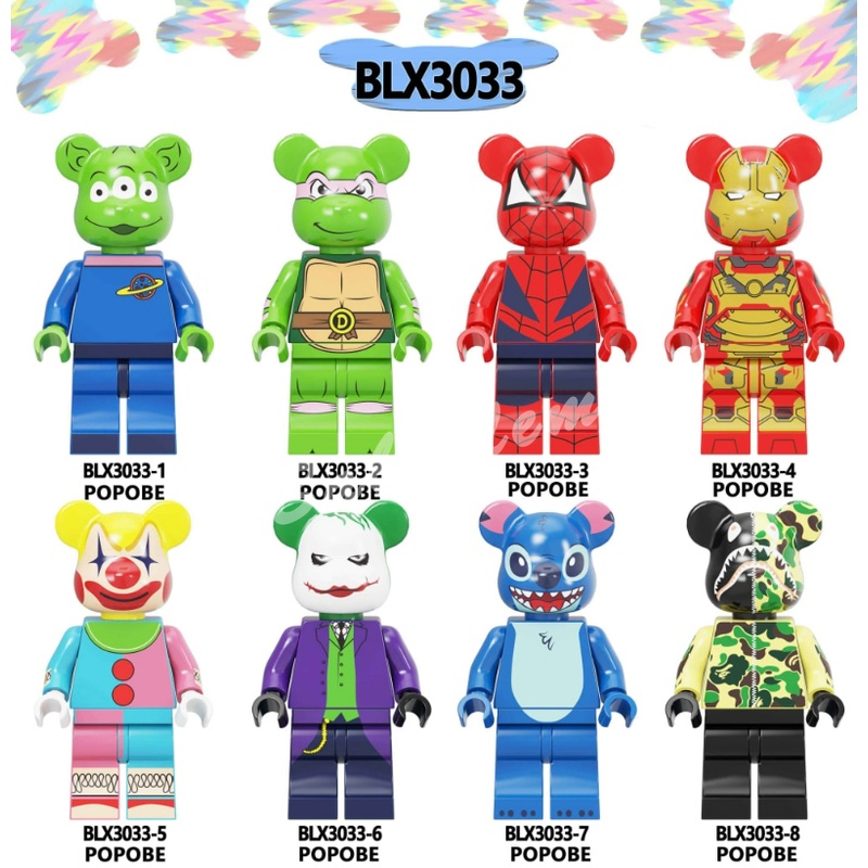 Mô Hình Đồ Chơi Lắp Ráp Gấu / Hề / Người Nhện 8 Kiểu Mini BLX3033