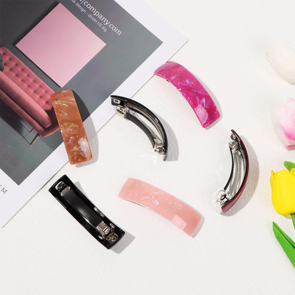 BSUNS Set 6 Kẹp Tóc Hình Chữ Nhật Cỡ Lớn Phong Cách Pháp Đơn Giản