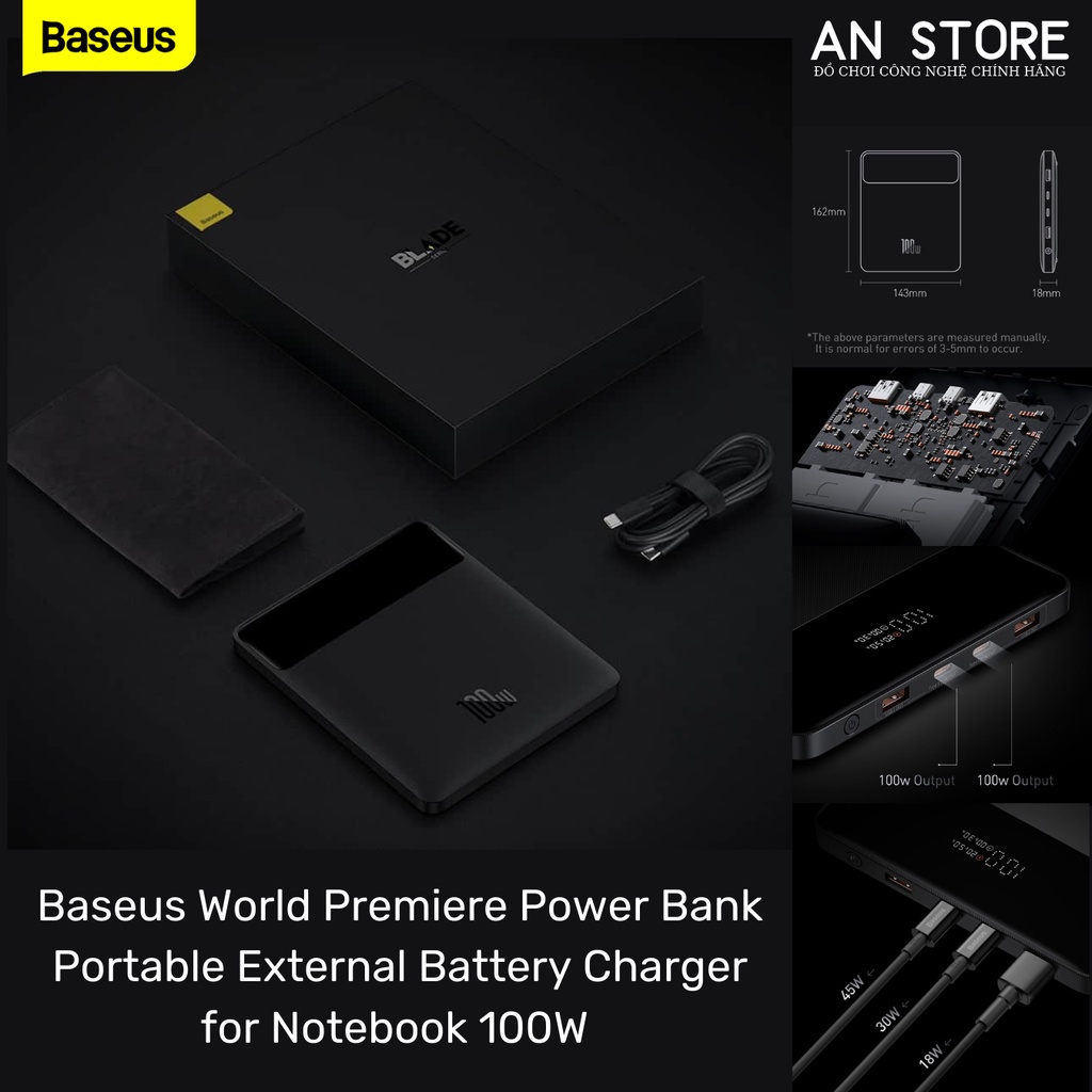 Pin sạc dự phòng 100W Baseus World Premiere Power Bank Portable External Battery Charger for Notebook