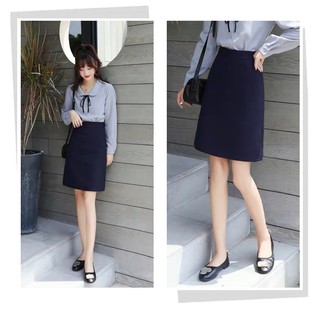 Chân Váy Chữ A Công Sở Có Túi Chéo 2 Bên Dài Tới Gối TC D50cm Susuclothing
