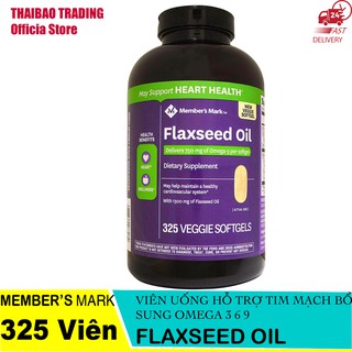 VIÊN UỐNG VITAMIN TỔNG HỢP BỔ SUNG OMEGA 3-6-9 HỖ TRỢ TIM MẠCH, 325 VIÊN | FLAXSEED OIL 750mg of OMEGA-3 MEMBER'S MARK