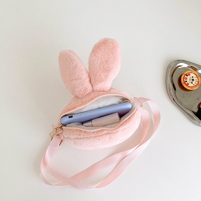 Túi Đeo Chéo Hình Gấu / Thỏ Nhồi Bông Dễ Thương Đa Năng Thời Trang Cho Nữ