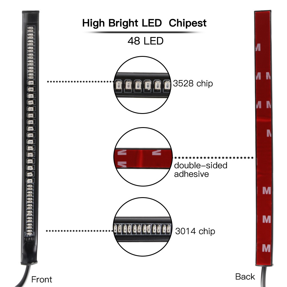 48 LED Xe máy Đèn cao su mềm Đèn hậu Đèn phanh Đèn tín hiệu Đèn báo rẽ Tín hiệu Trang trí xe máy không thấm nước