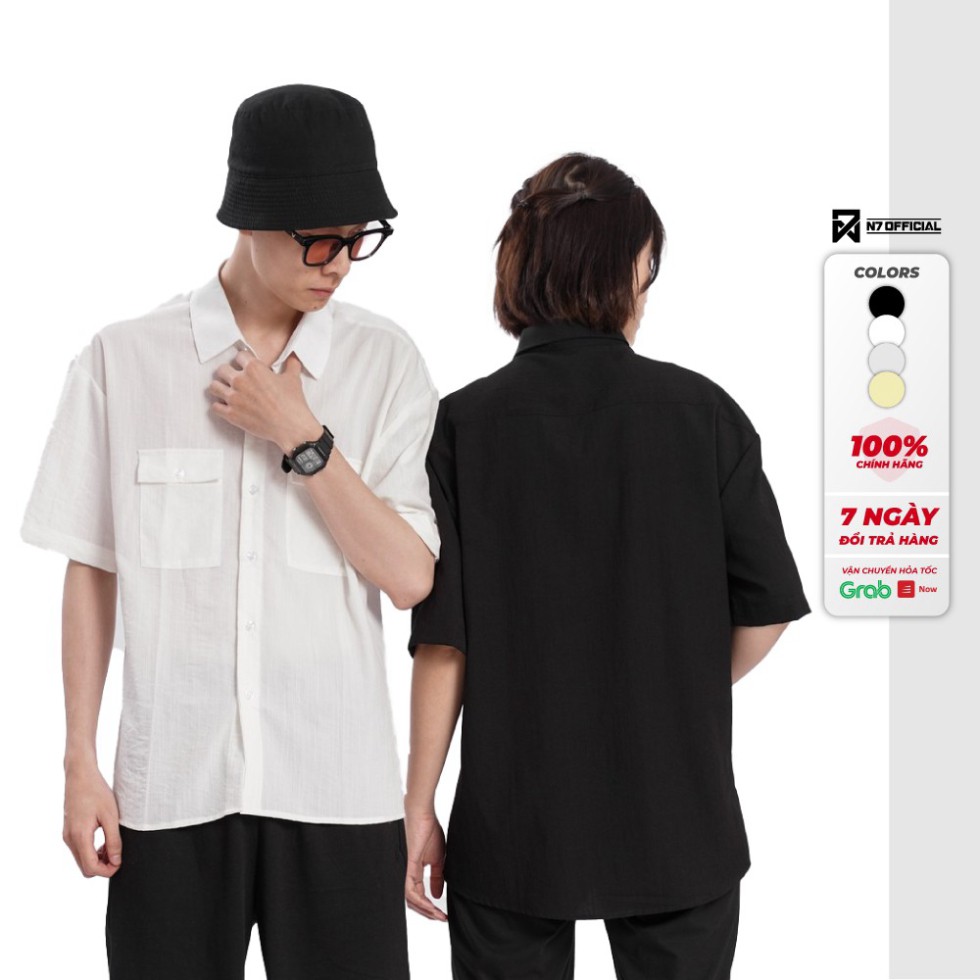 Áo SƠ MI ĐŨI Unisex N7 Basic Nam Nữ tay lỡ phong cách Hàn Quốc vip