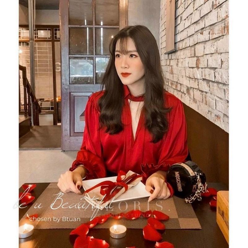 ANU78 - ÁO SƠ MI NỮ LỤA CỔ CÚC NGỌC DÀI TAY
