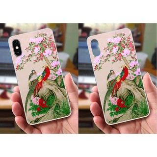 Ốp lưng iPhone XS Max (dẻo viền trắng trong) - Hình Chim Công, Cá Chép, Cò