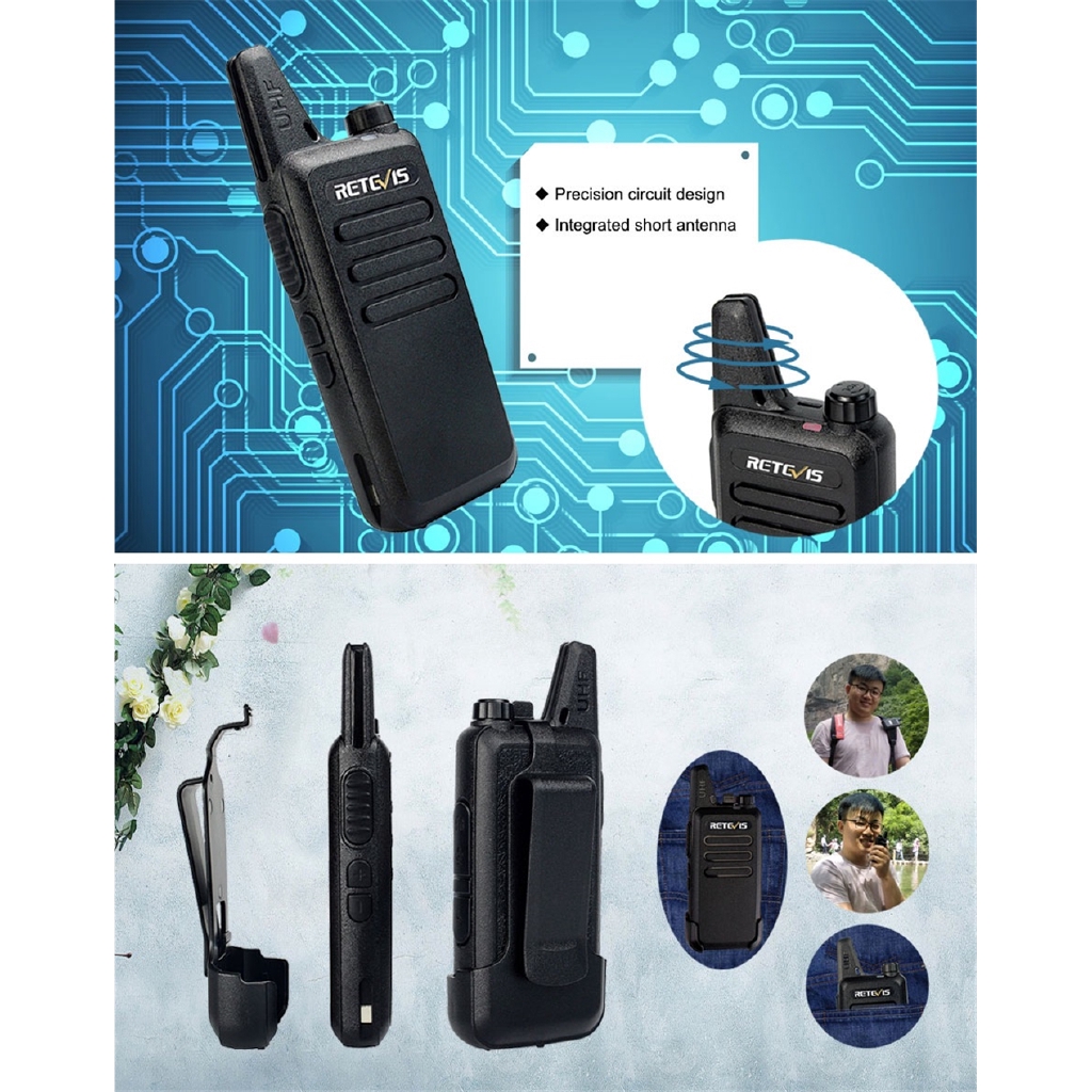 Set 2 Bộ Đàm Mini Retevis Rt22 Uhf 2w Vox Ctcs Dcs