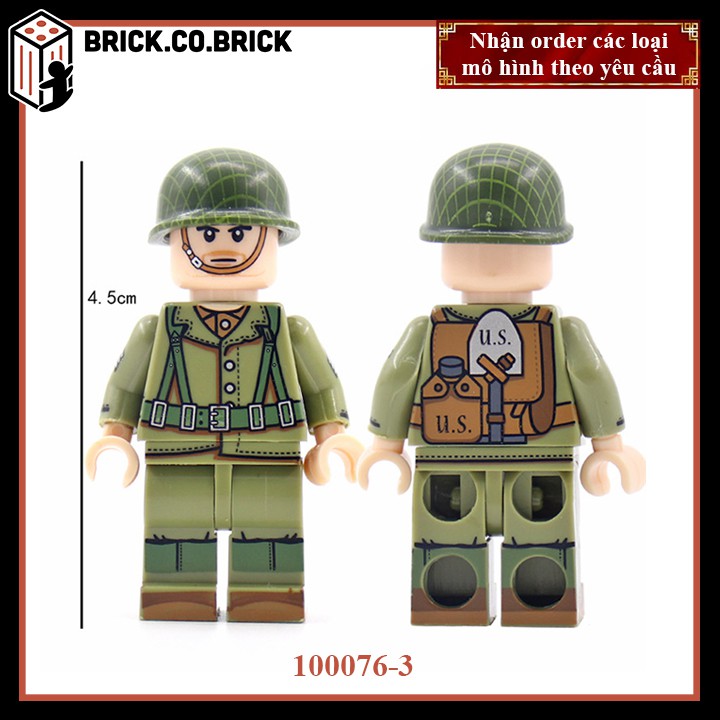 Phụ kiện MOC Army- Lính Mỹ- Đồ chơi lắp ráp minifig và non-lego mô hình sáng tạo trang trí quân đội- 100076-3-4-5-6