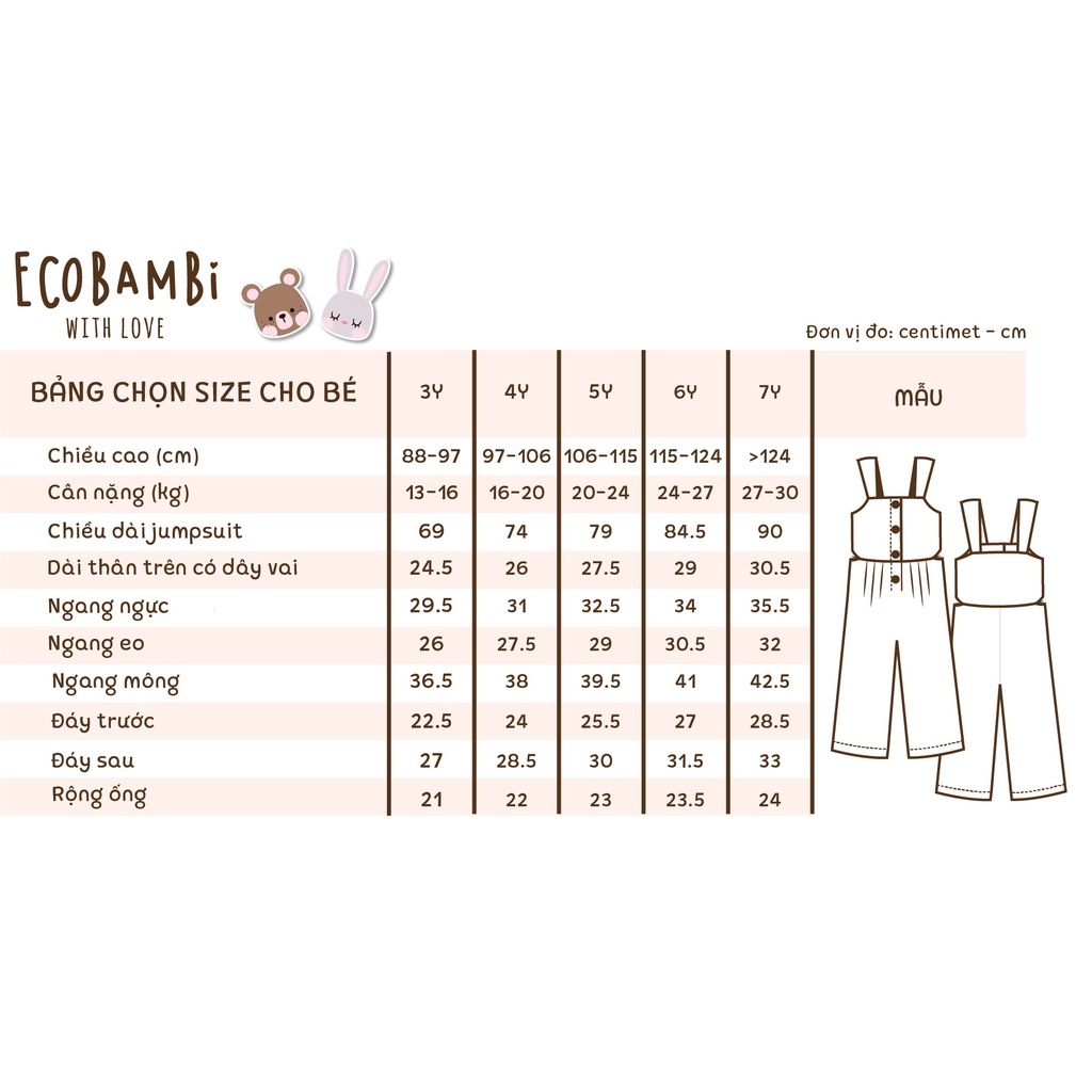 [Best Seller Restock] Jumpsuit bé gái khoét eo phong cách Hàn Quốc Ecobambi