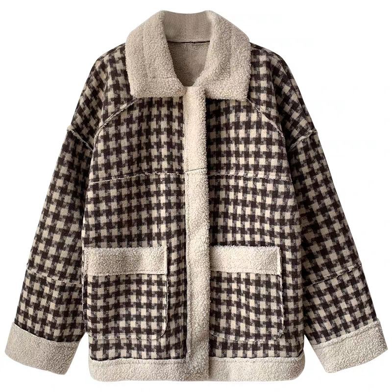 Áo khoác dạ lót lông cừu dáng ngắn phong cách retro Ulzzang siêu ấm CÓ ẢNH THẬT Ở CUỐI