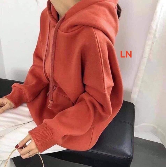 Áo hoodie nỉ bông trơn mũ túi bụng loại giá rẻ