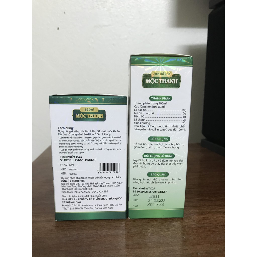 COMBO BỔ PHẾ MỘC THANH: Gồm 1 Hộp Bổ Phế 60 Viên và 1 Chai Siro Bổ phế Mộc Thanh