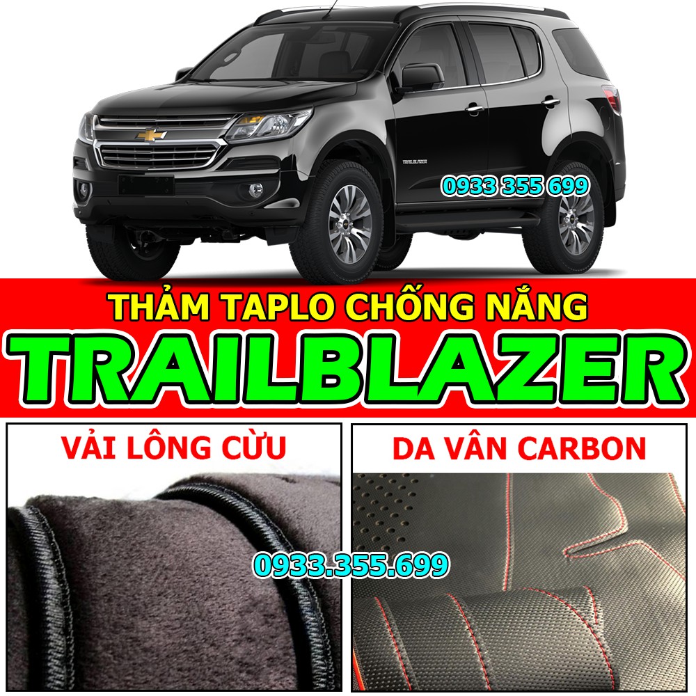 Thảm Taplo CHEVROLET TRAILBLAZER bằng Nhung lông Cừu hoặc Da vân Carbon, Da vân Gỗ