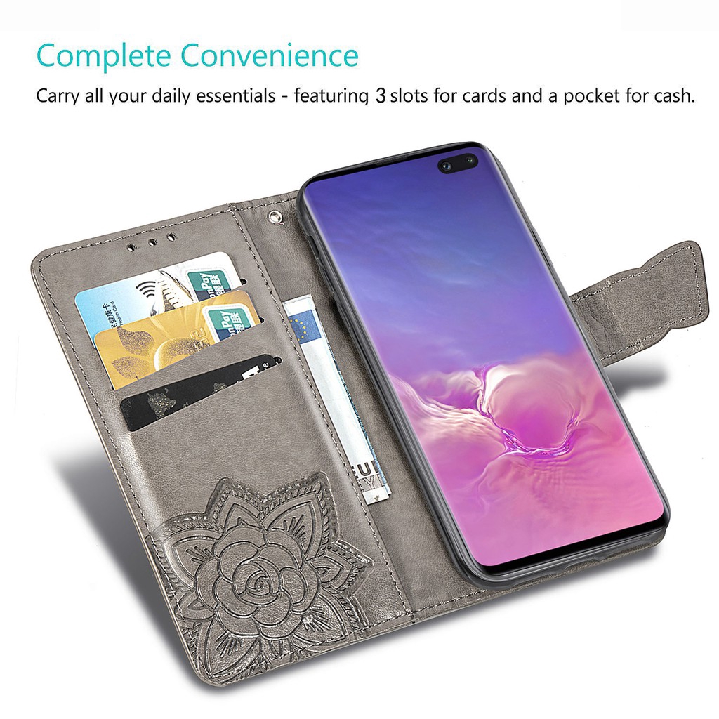 Bao da PU họa tiết bươm bướm có ngăn đựng thẻ cho Samsung Galaxy S10 5G Plus S10E A21 M31 M21/M30S | BigBuy360 - bigbuy360.vn