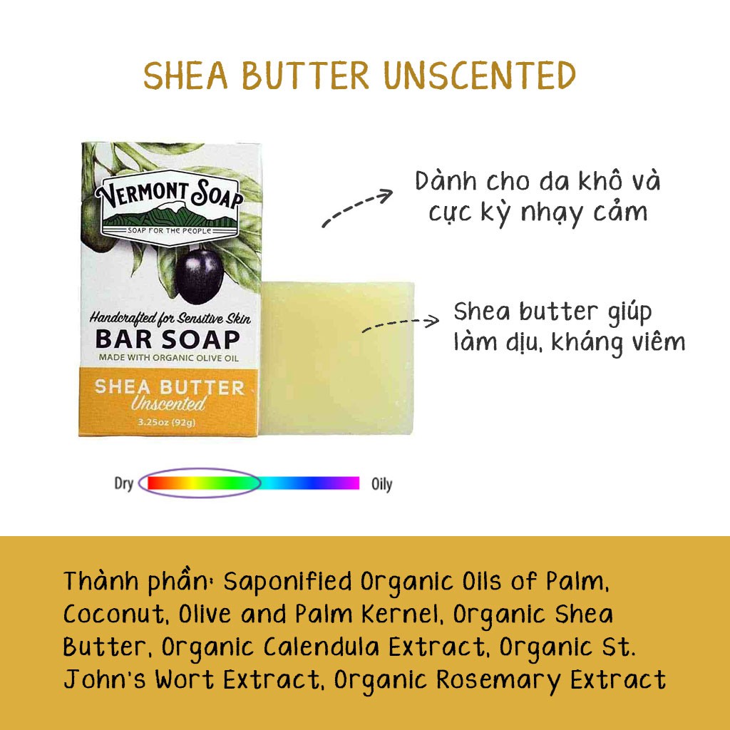 Vermont Soap - Xà Phòng Hữu Cơ Chăm Sóc Da Dầu, Khô và Nhạy Cảm - Organic Bar S.oap | BigBuy360 - bigbuy360.vn