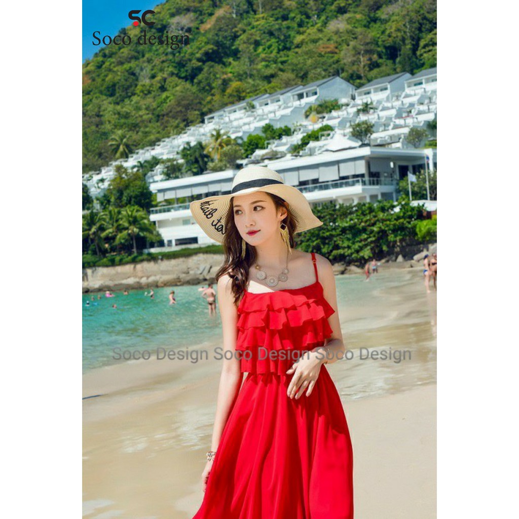 Đầm maxi voan chiffon cao cấp Soco Design SC22551