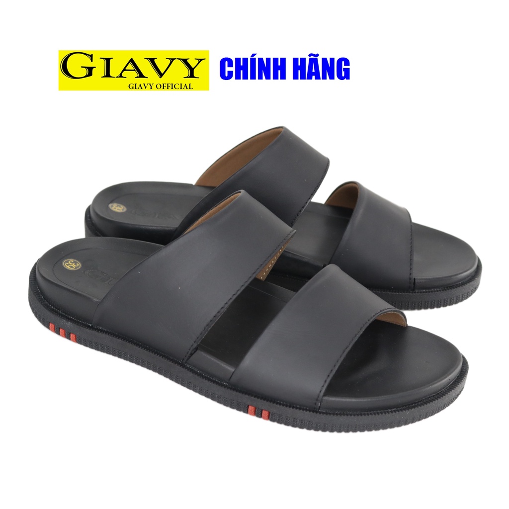 Dép da nam Giavy quai 2 dây ngang cao 2 phân U9021.6