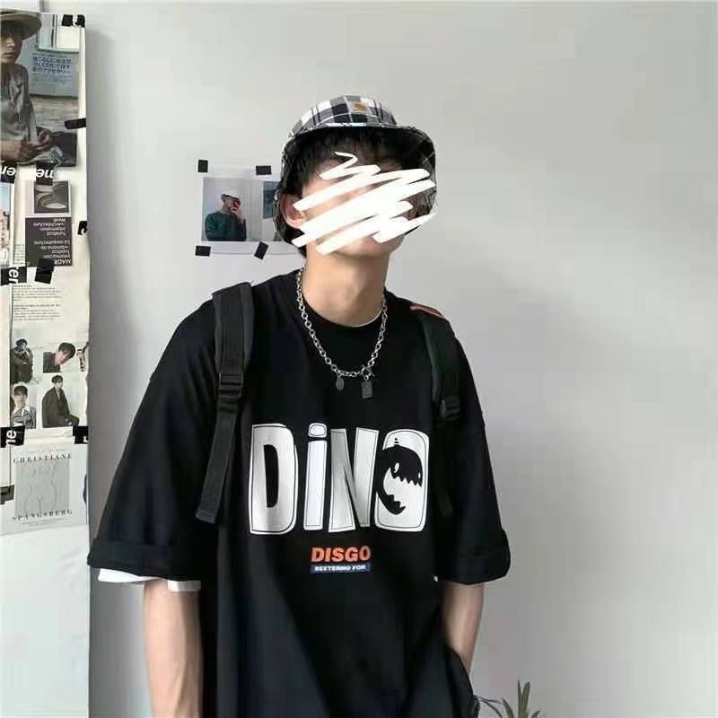 Áo thun tay lỡ form rộng in chữ DINO phong cách unisex hàn quốc nam nữ mặc đều đẹp