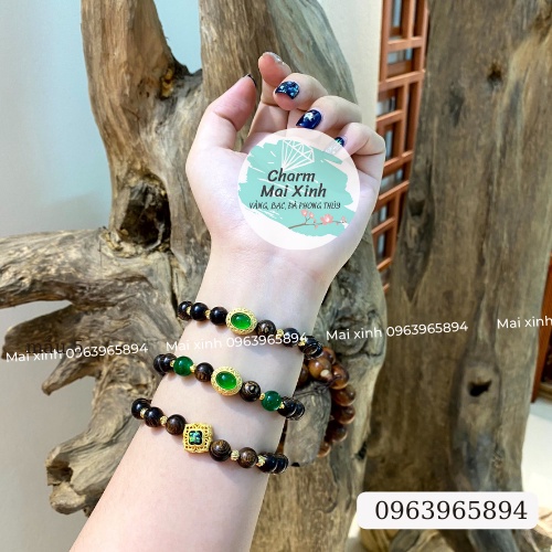 Vòng tay Trầm Hương Sánh Chìm mix charm Đá Xanh (mệnh Hoả - mệnh Mộc) nhiều mẫu - Vòng gỗ tự nhiên may mắn nam nữ