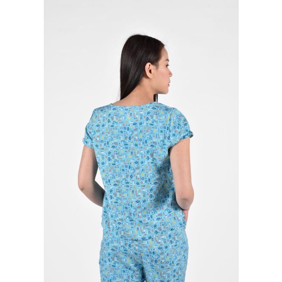 Bộ mặc nhà áo cộc tay quần lửng lanh Wonnerful 21034 giá 259.000đ