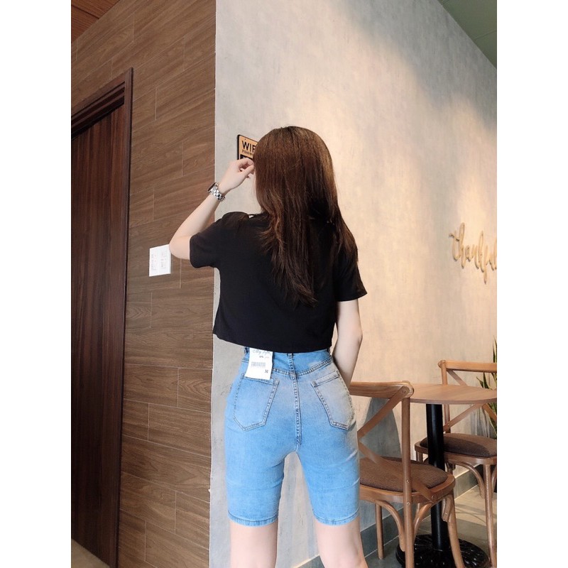 Quần ngố jean giãn 4 nút mã N06, hình thật mẫu mặc