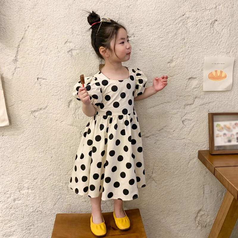 Đầm Công Chúa Chấm Bi Cho Bé Gái 3-9 Tuổi