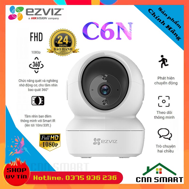 Camera IP 2MB  WIFI Trong nhà EZVIZ C6N 1080P , EZVIZ TY2 , EZVIZ C6CN AI SMART HOME, Xoay 360, Siêu nét - Chính hãng