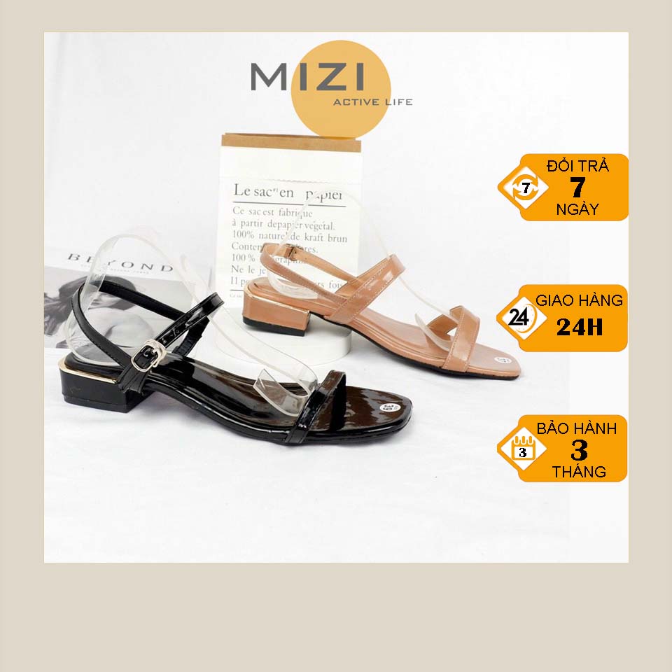Sandal nữ đế bệt 3 phân công sở quai ngang gót vuông thời trang giá rẻ Mizi SD101