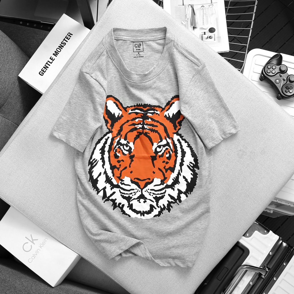 Áo phông bé trai Gap áo thun ngắn tay cotton mềm mịn size đại in hình khủng long xe hơi mặc đi học đi chơi