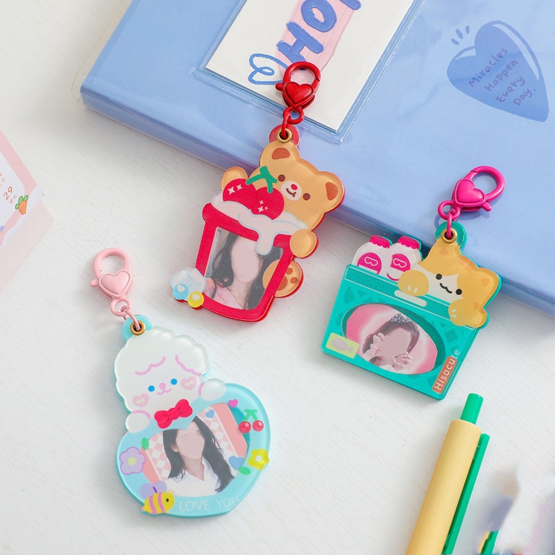 Móc Khóa Đựng Thẻ/Ảnh/Ảnh DIY Bằng Acrylic Dễ Thương