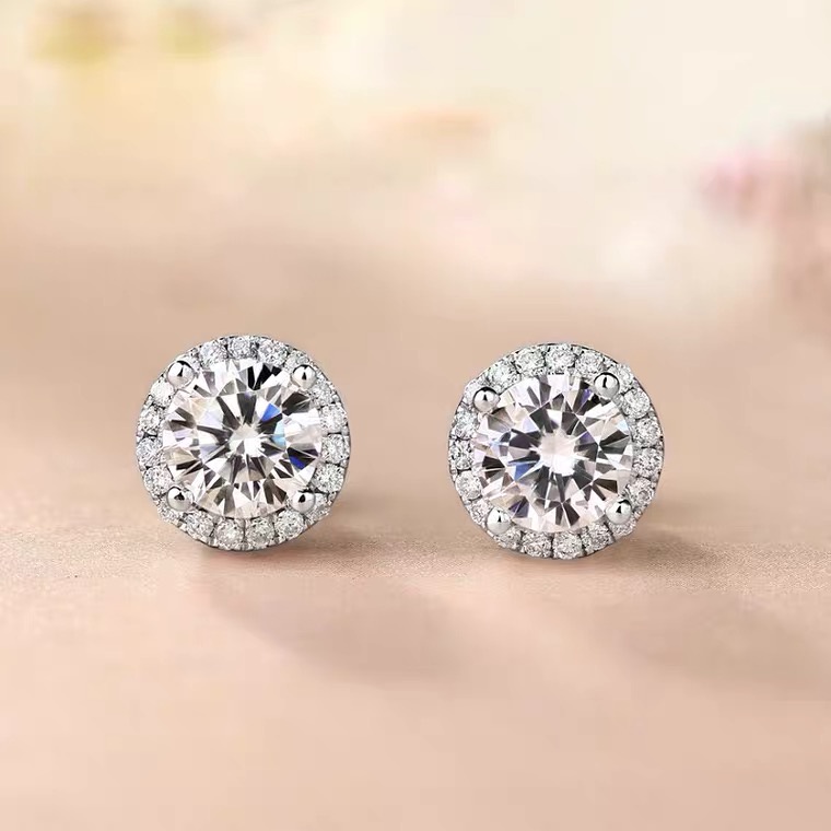 Khuyên tai bạc ý 925 pha lê Swarovski mặt tròn CECY1610-2
