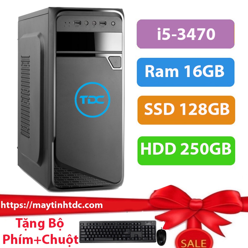 Máy tính để bàn MAX PC CPU Core i5 3470 Ram 16GB SSD 128GB+HDD 250GB+ Qùa tặng bộ phím chuột, bàn di chuột