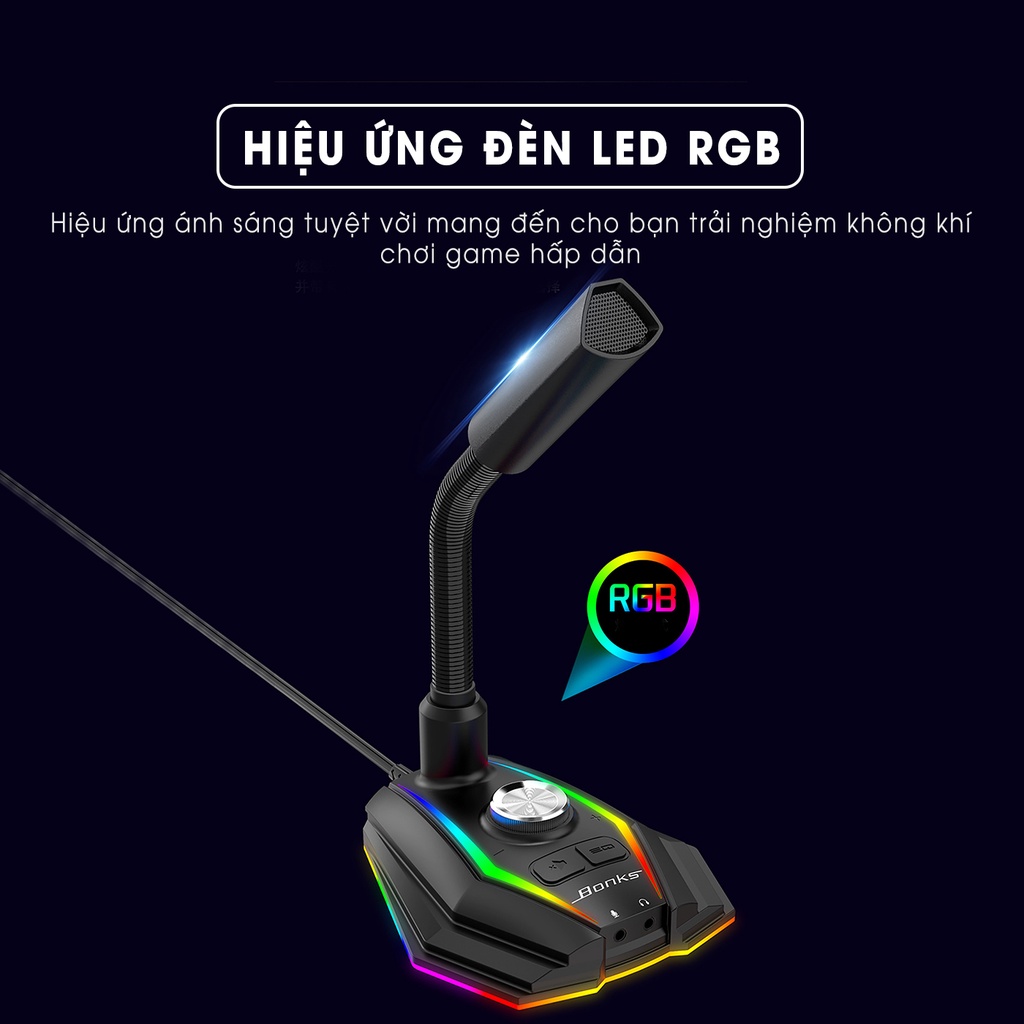 Micro thu âm để bàn SIDOTECH M2 GAMING lọc âm chống ồn thay đổi giọng nói đèn led rgb livestream học online trò chuyện