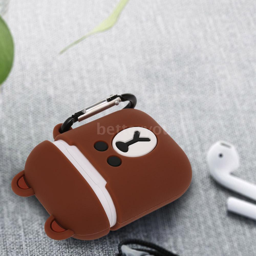 Hoạt Hình Vỏ Bảo Vệ Hộp Sạc Tai Nghe Airpods Hình Gấu Nâu Kèm Móc Khóa Xinh Xắn | BigBuy360 - bigbuy360.vn