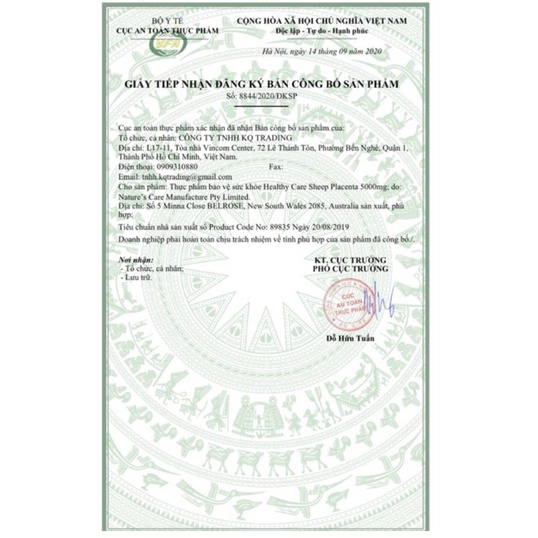 Viên Nhau Thai Cừu Úc Sheep Placenta Healthy Care 5000mg - 100 viên