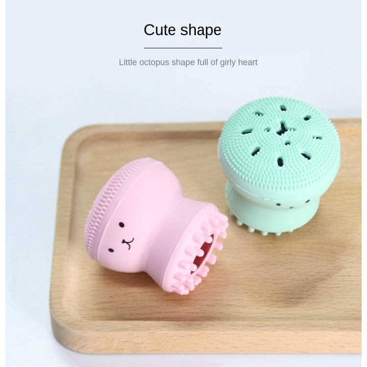 [Hàng mới về] Cọ Rửa Mặt Silicone Hai Đầu Hình Bạch Tuộc Đa Năng Xinh Xắn