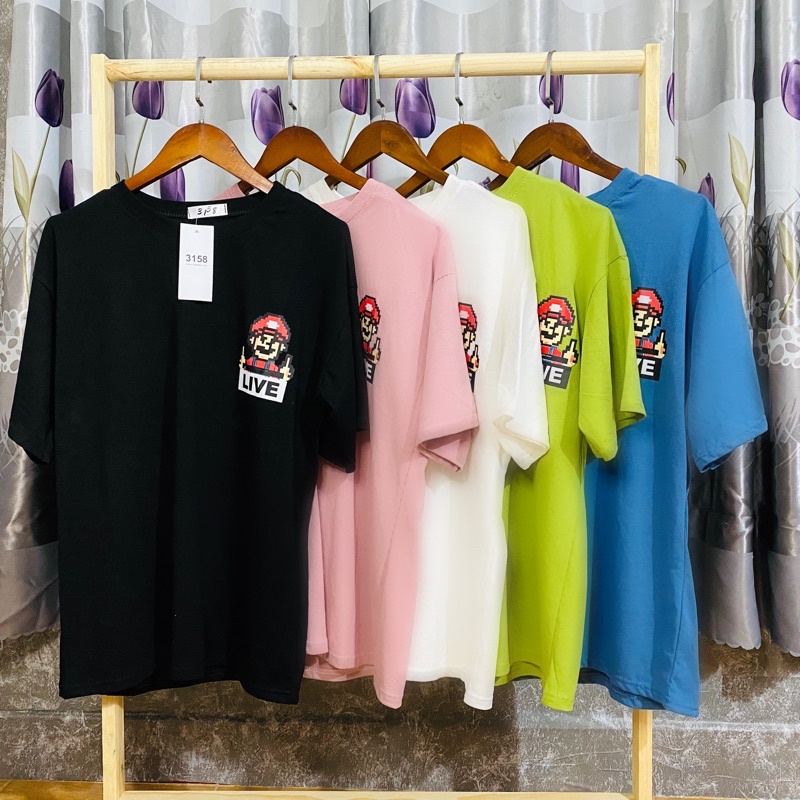 Áo phông 3158 ,áo thun tay lỡ Mario chất đẹp mát unisex