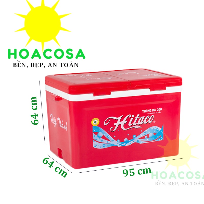 Thùng Đá Nhựa 200L  2 Nắp Hitaco Nhựa Hiệp Thành, Cỡ Lớn, Siêu Dày, Cứng Cáp, Giữ Đá Lâu- Đồ Gia Dụng Hoacosa