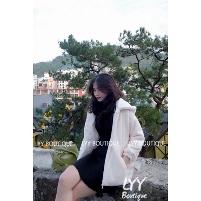 Áo khoác lông trơn mịn có lớp lót 2 túi trước 2 màu hàng Quảng Châu LYY BOUTIQUE