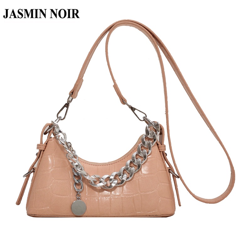 Túi Đeo JASMIN NOIR Chéo Họa Tiết Da Cá Sấu Phối Dây Xích Thời Trang Cho Nữ