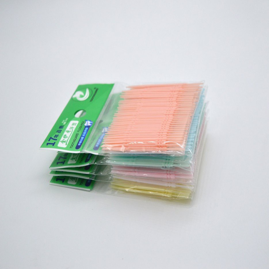 100/200 tăm chỉ nha khoa hai đầu dùng một lần