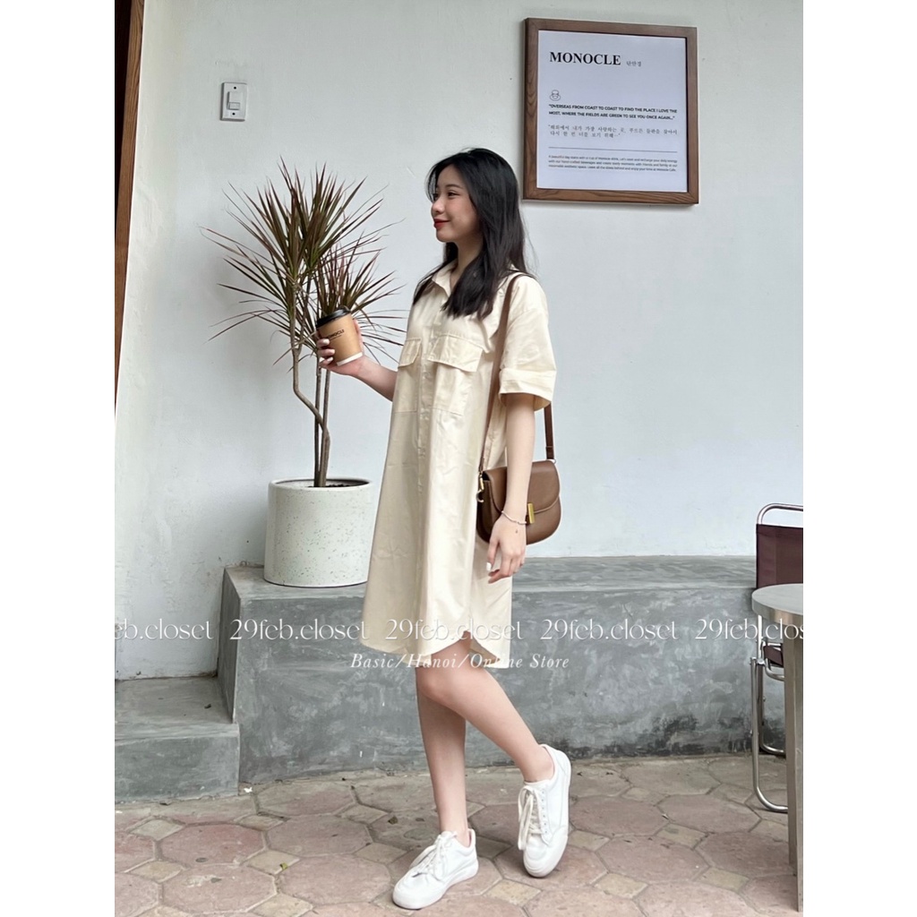 [Ảnh thật/Video] Váy sơ mi cộc tay túi hộp nhiều màu - 29feb.closet- V8 | BigBuy360 - bigbuy360.vn