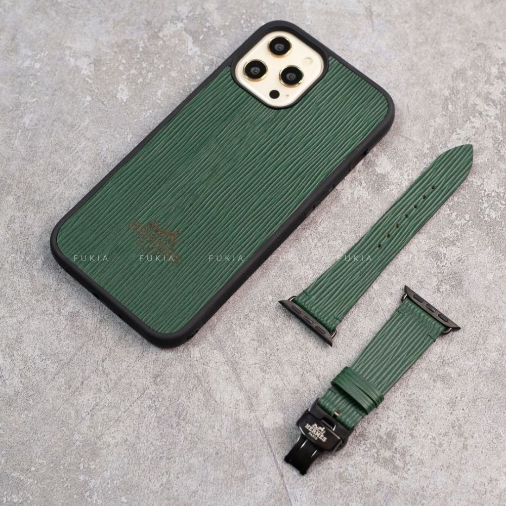 Ốp da thủ công EPI viền đen khắc chữ cho IPhone 14/14Plus/14Pro/14Promax/13/13Pro/13Promax/12/12Pro/12Promax ODTC156