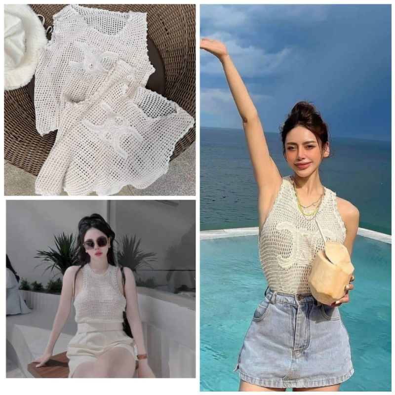 Áo len lưới sát nách hàng QC