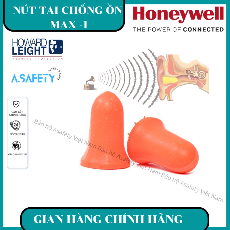 Nút bịt tai chống ồn Honeywell Max 1 ,Nút mềm, êm tai,dùng trong bảo hộ lao động,học tập, ngủ, làm việc