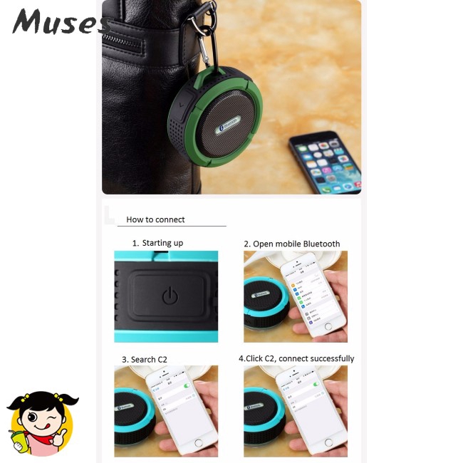 Muse07 Loa bluetooth 4.1 không dây C6 tích hợp Mic chống sốc chống nước IPX4 hiệu quả