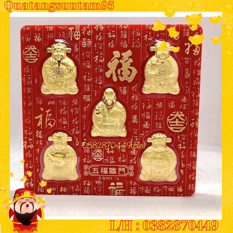 Bộ Quà Tặng Tết Ngũ Phúc Mạ Vàng 24K, Năm Ông: Phúc - Lộc - Thọ - Tài - Hỷ