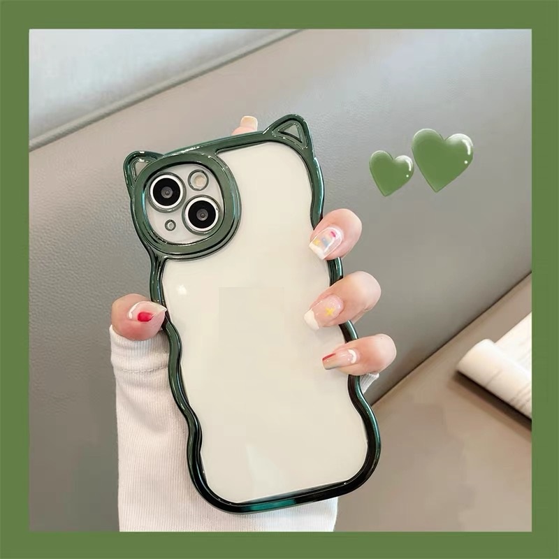 Ốp Điện Thoại Dẻo Trong Suốt Họa Tiết Hoạt Hình Tai Mèo Dễ Thương Cho iphone 13 pro max 12 pro max love 11 pro max xs